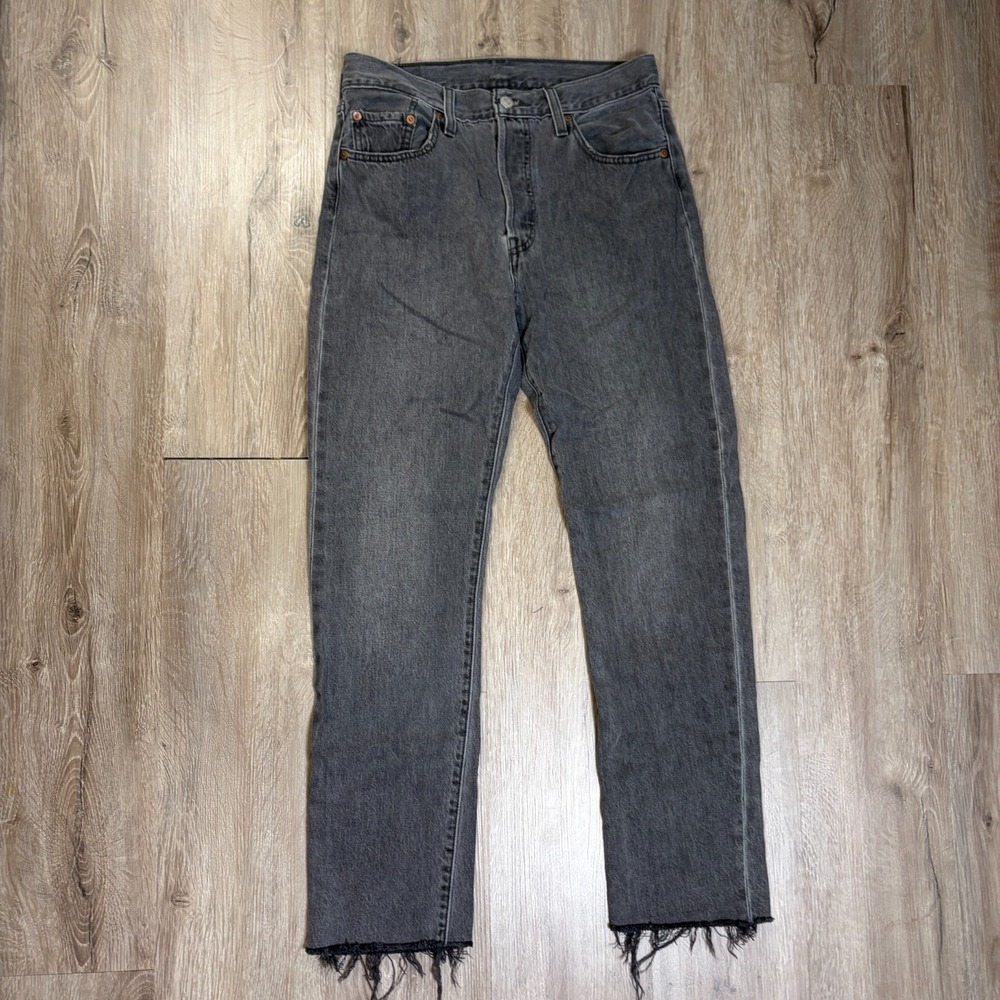 Levis 501 Womens Gray Jeans 28x30 Raw Hem 100% Cotton Y2K